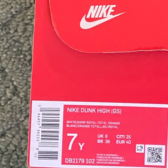 dunk high white game royal total orange